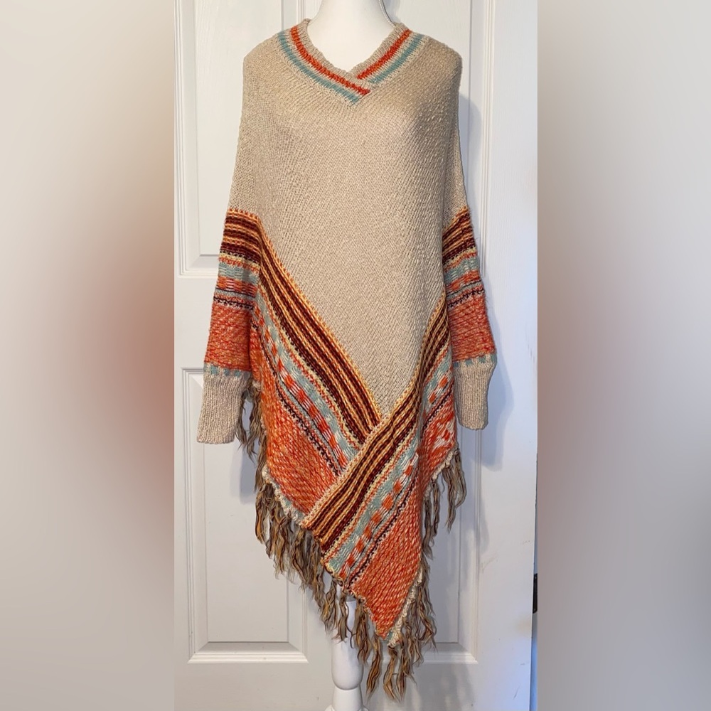 Orange and Cream Poncho